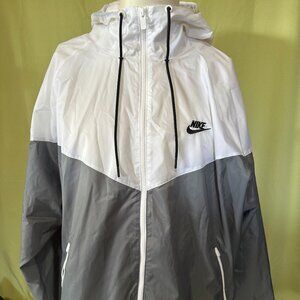 Nike Men's White Gray Full Zip Windbreaker Jacket Size 2XL XXL Polyester